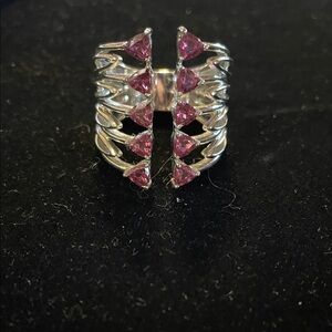 Silver and Pink Women's Ring